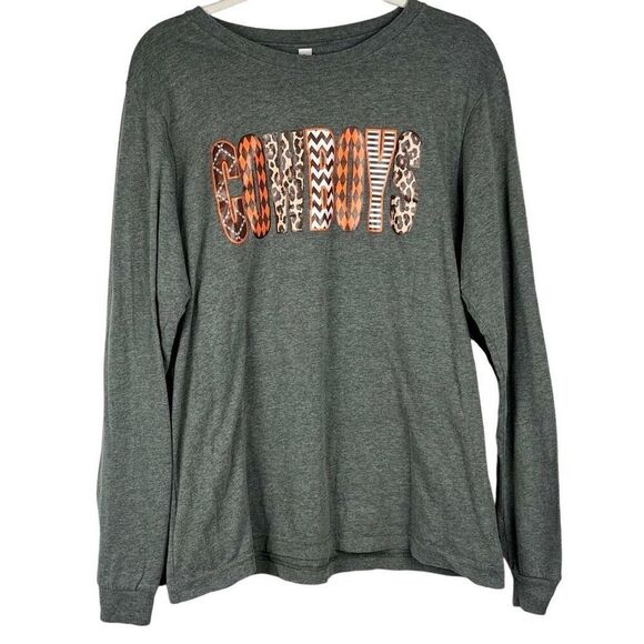 Bella + Canvas Cowboys Gray Long Sleeve Shirt Large - Picture 1 of 10